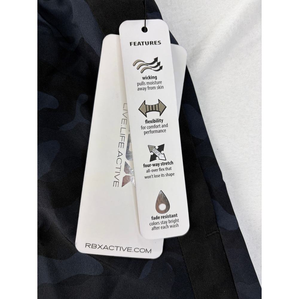 RBX Athletic Shorts Womens L Black Camo CR5202R‎ Activewear Wicking Stretch - Picture 3 of 6